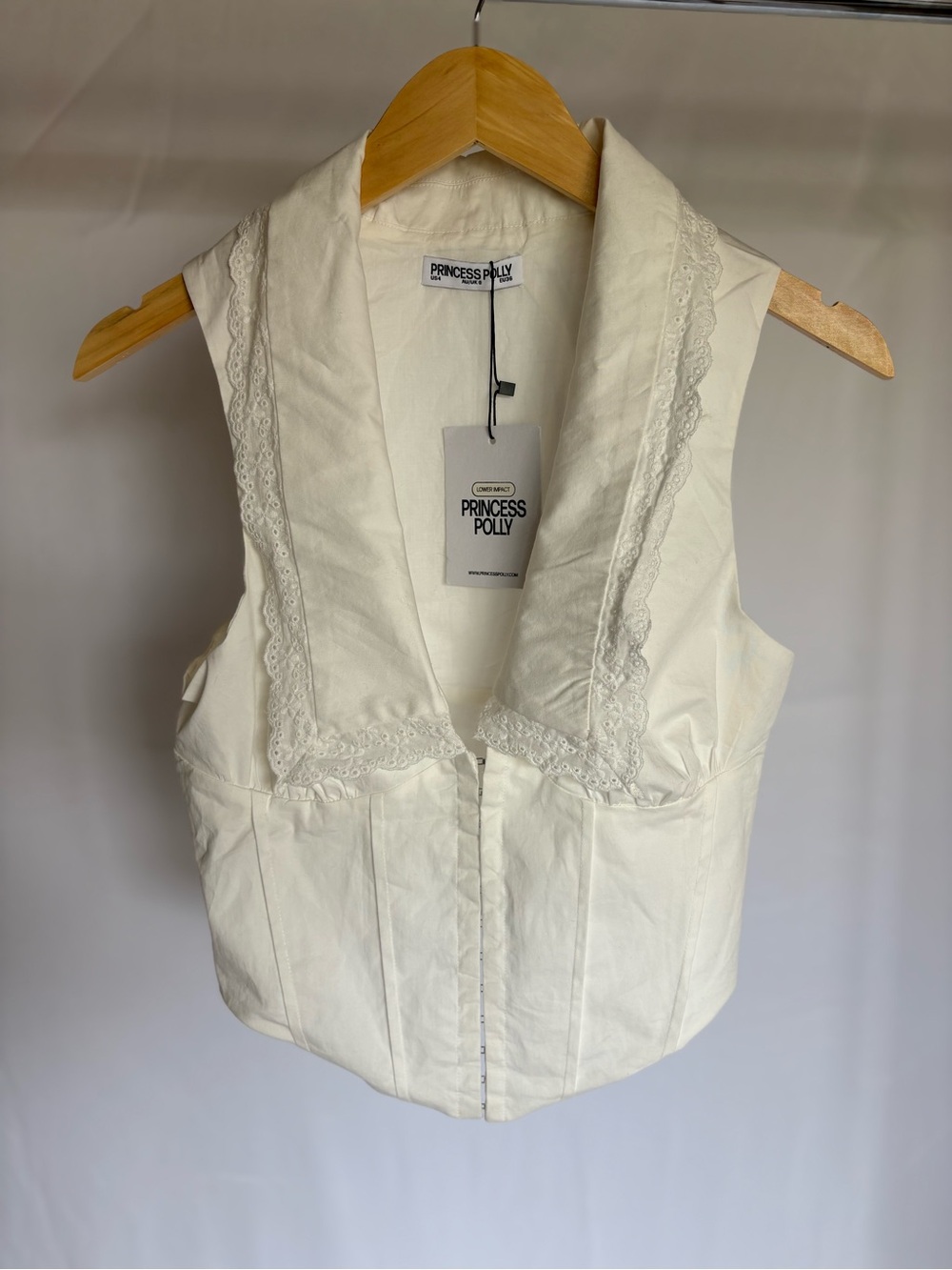 Princess Polly Ivory Lace-Trim Corset Vest